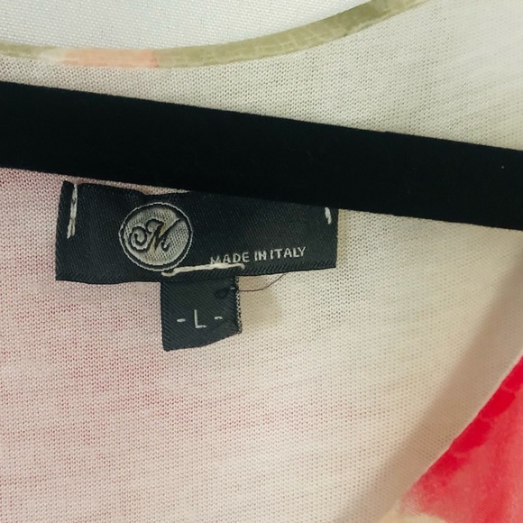 Silk Blouse Flower Print Pink White Size Large Butterfly Sleeve - Picture 6 of 10